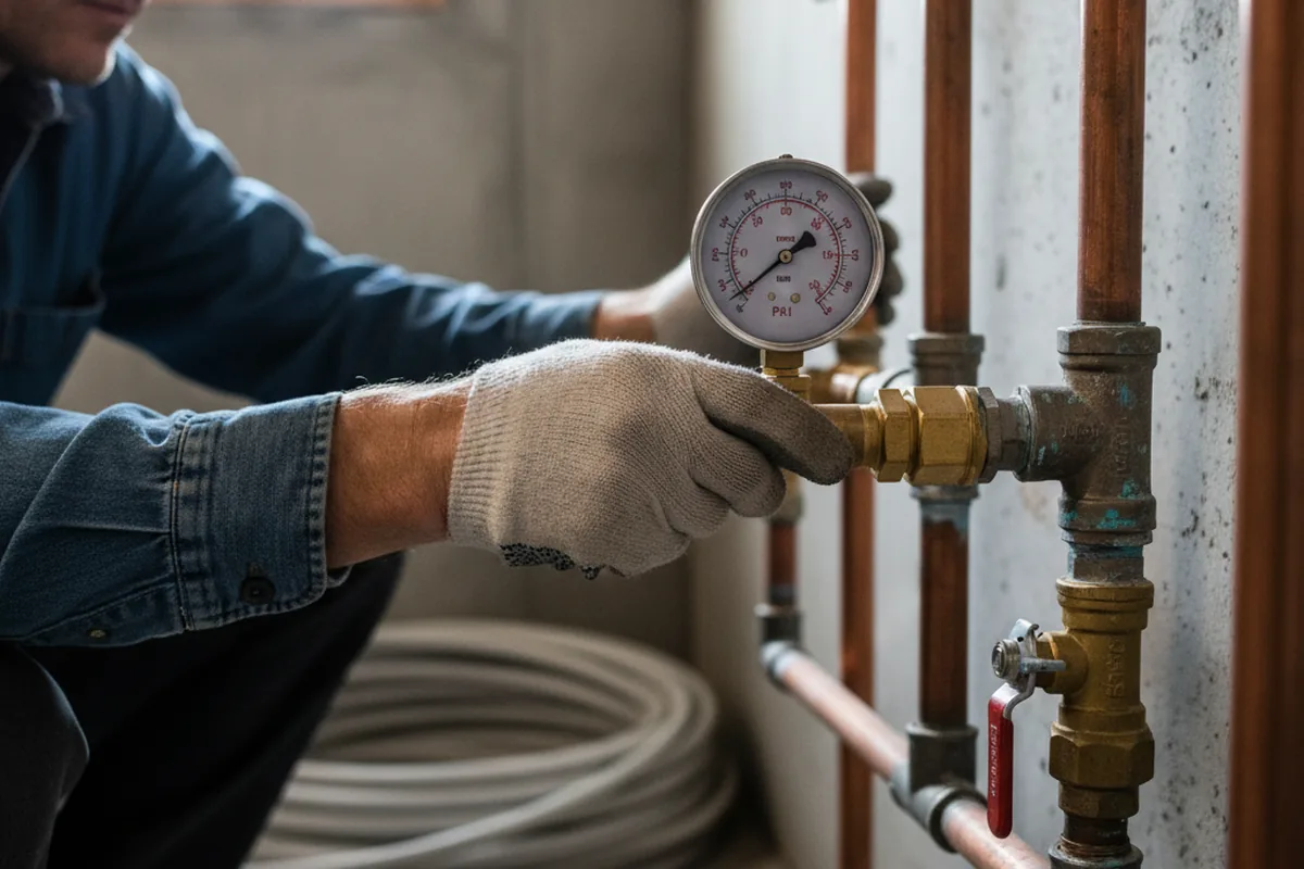 Pressure testing a repaired line during Water Line Repair in Dewitt